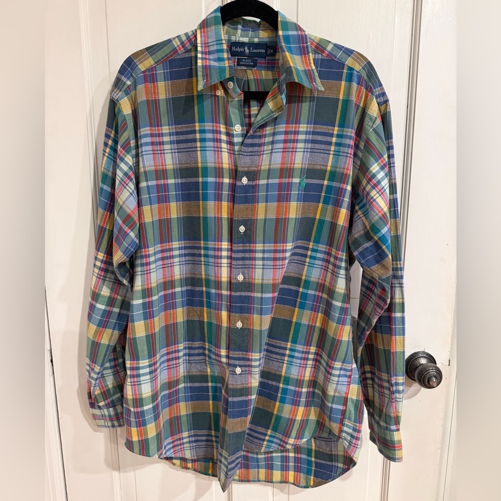 Vintage Ralph Lauren Blake Button Down Vibrant Plaid Men's Shirt